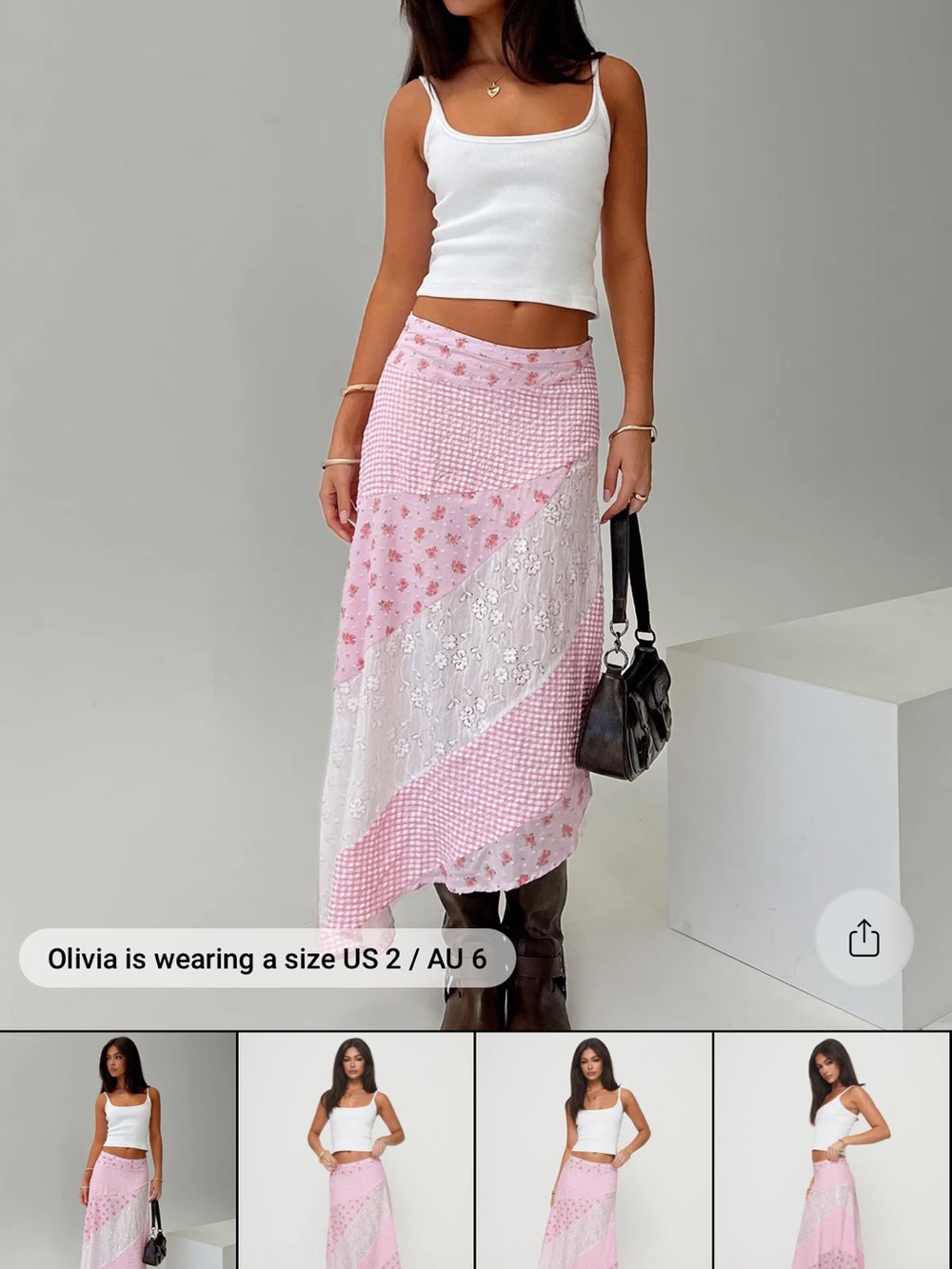 Princess Polly Pink Patchwork Maxi Skirt